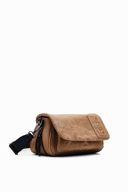Small crossbody bag with embossed flowers