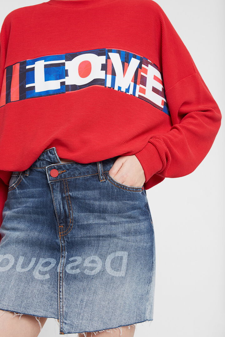 Asymmetric denim mini-skirt | Desigual