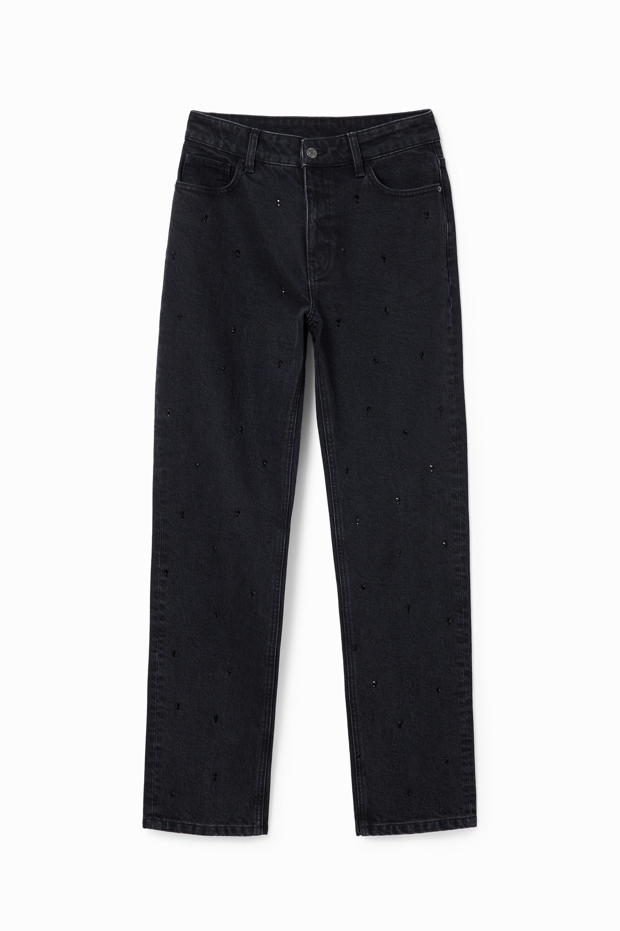 Straight rhinestone jeans