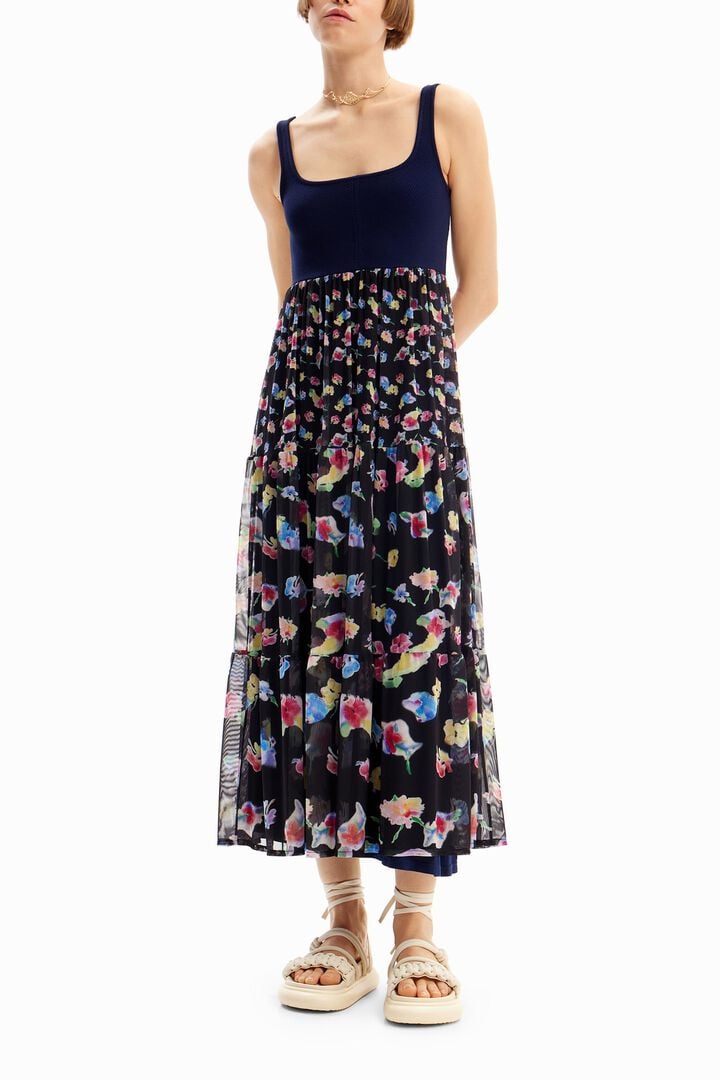 Vestido midi combinado flores | Desigual