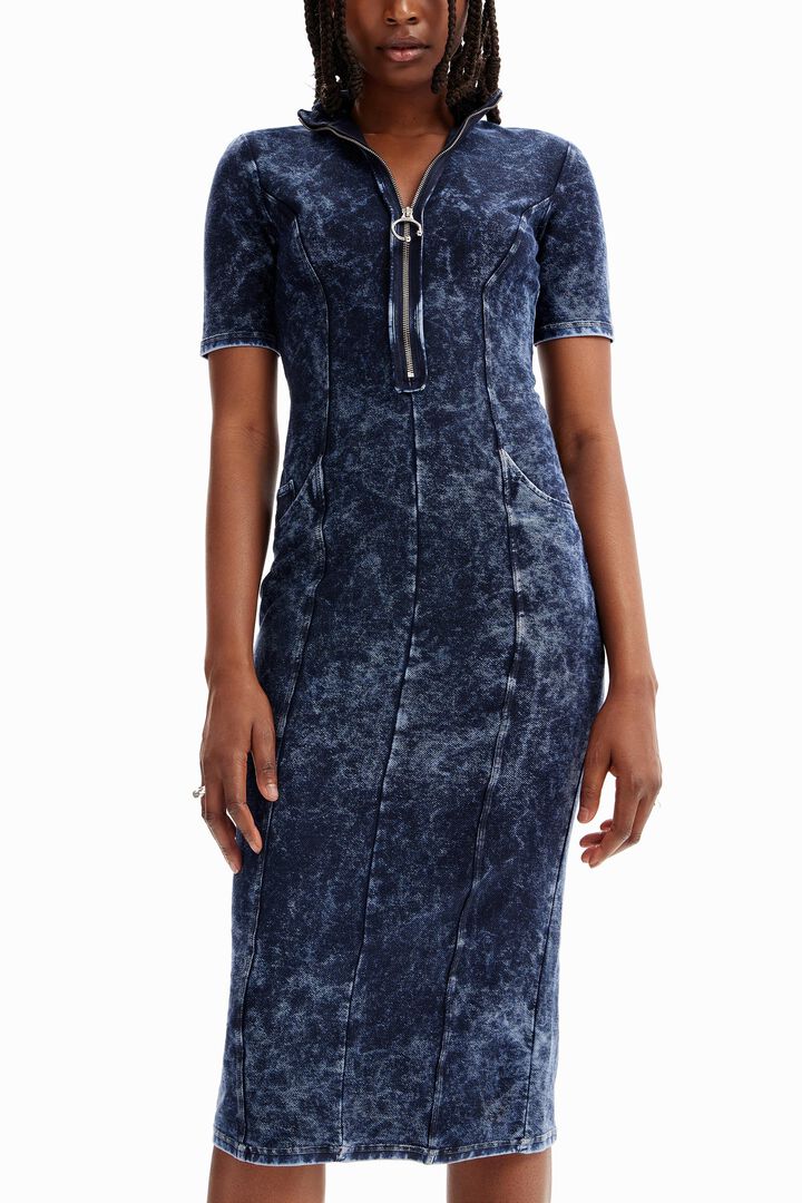Vestido cremallera midi | Desigual