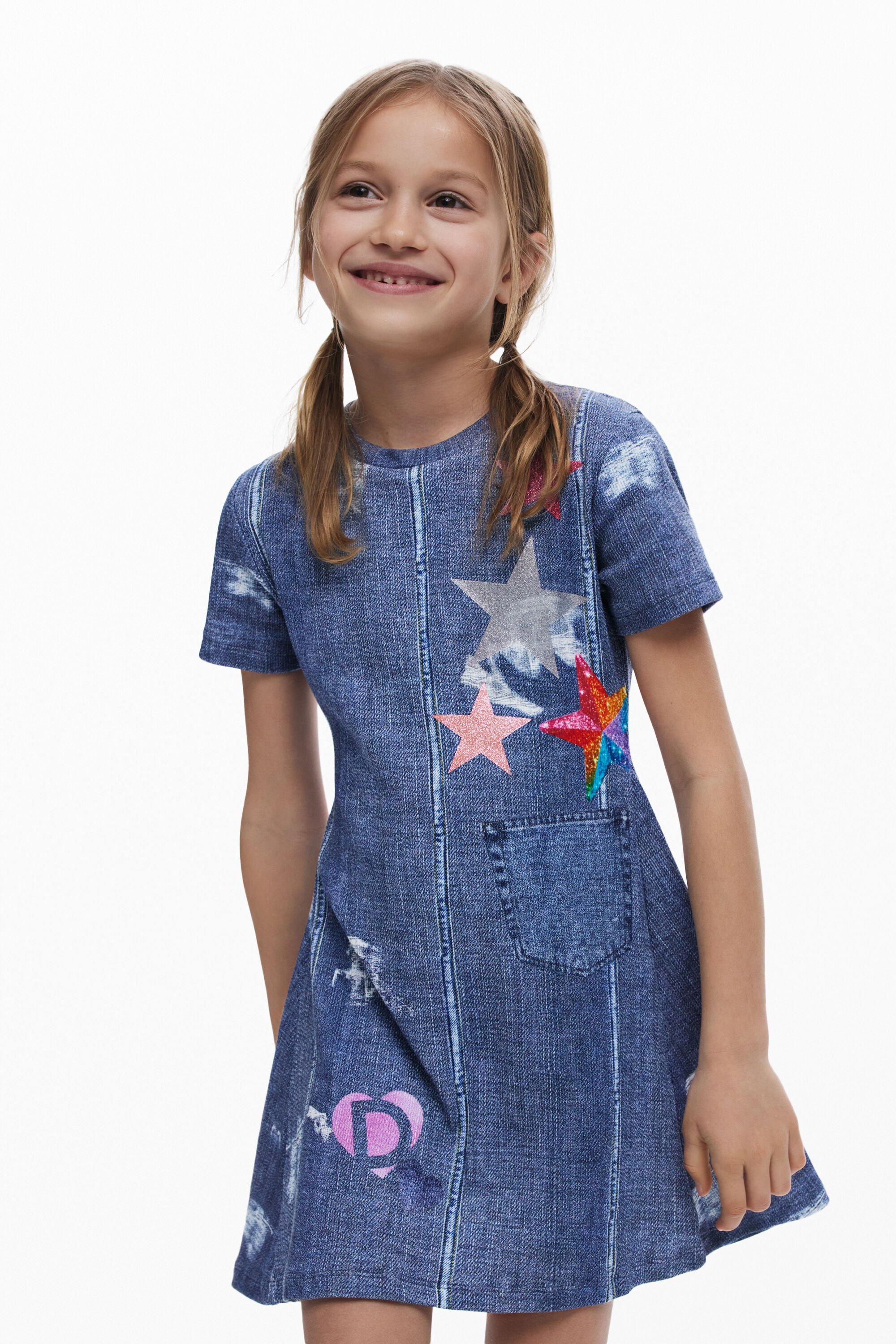Denim dress with stars girl's I Desigual.com