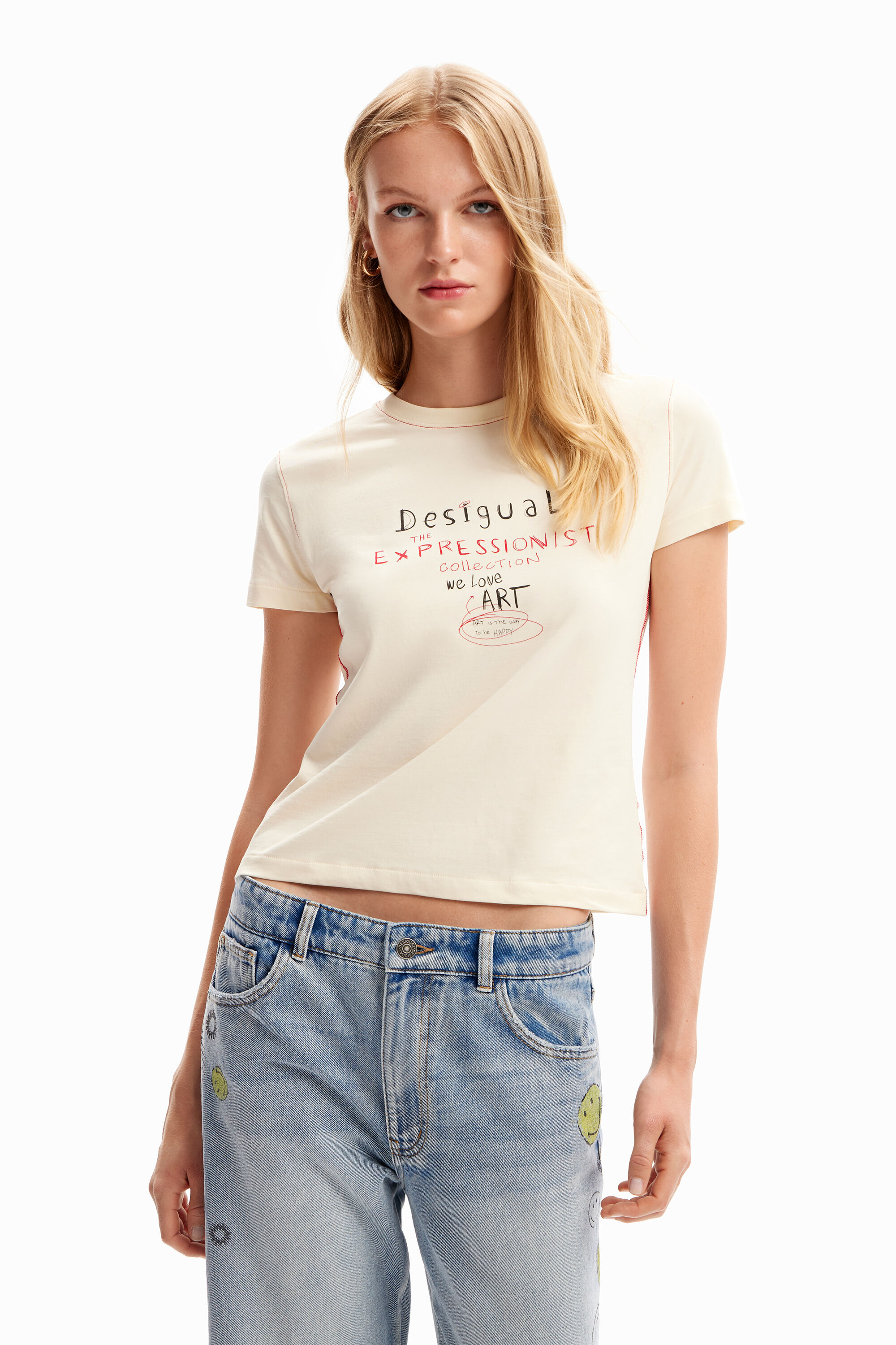 Desigual Slim message T-shirt