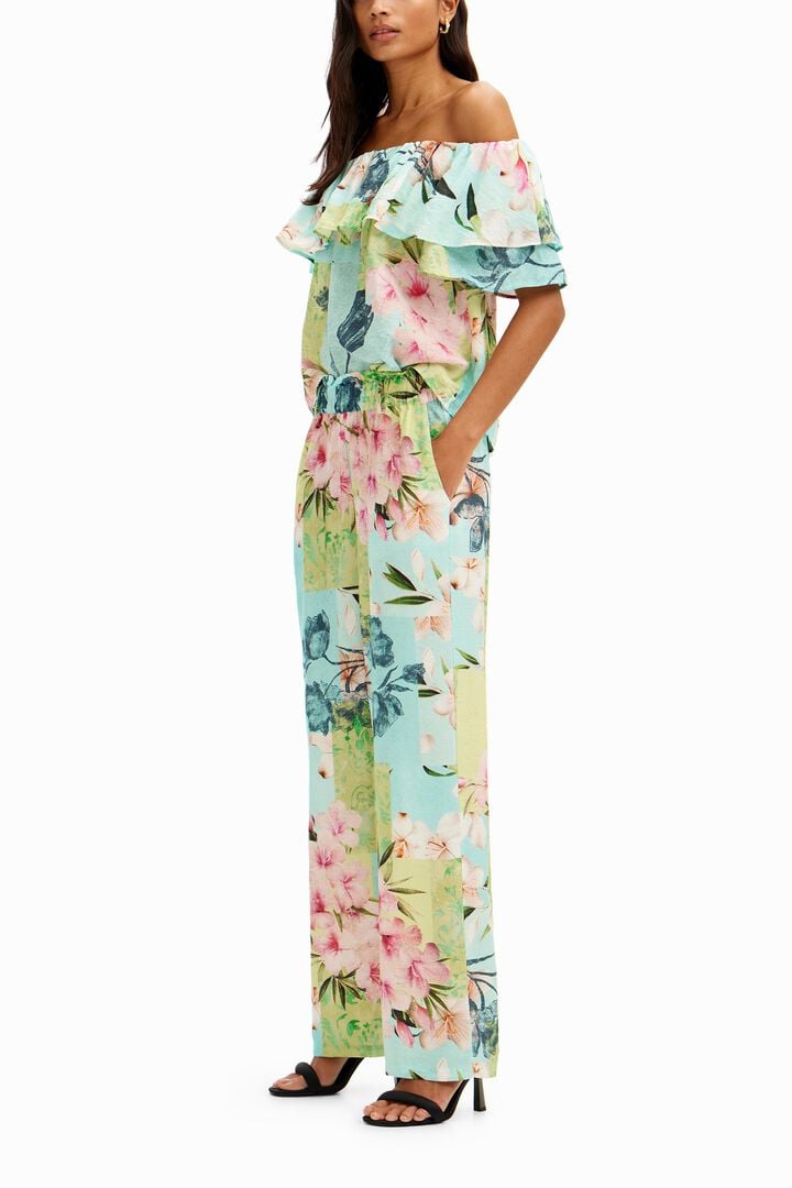 Long flower patchwork trousers | Desigual