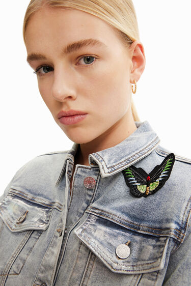 Veste "trucker" en jean métallisée | Desigual
