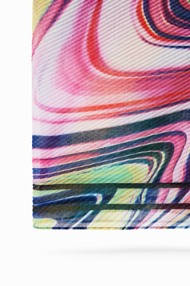 Multicolour pleated rectangular foulard | Desigual