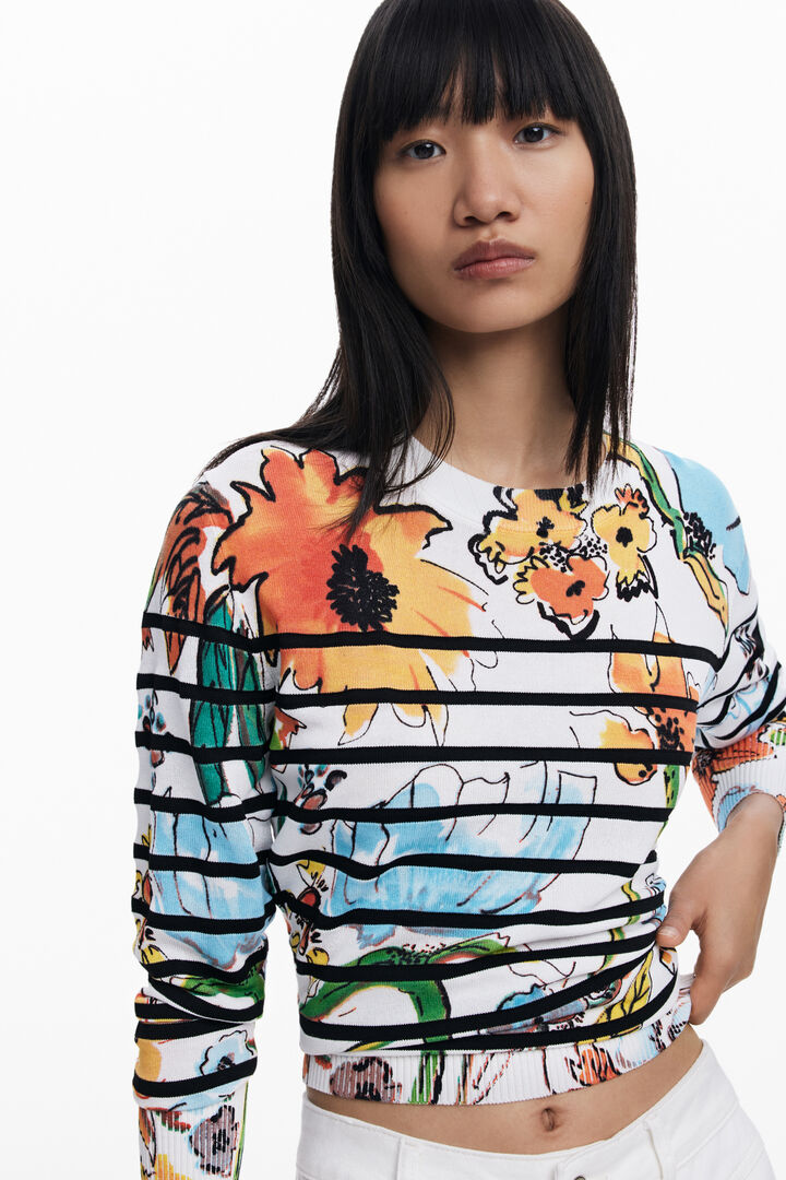 Striped floral sweater | Desigual