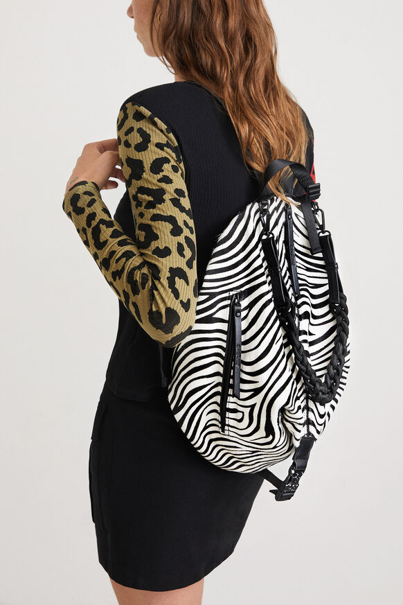 Zebra-print leather backpack | Desigual