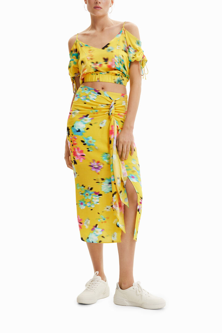 Handkerchief slit midi skirt | Desigual