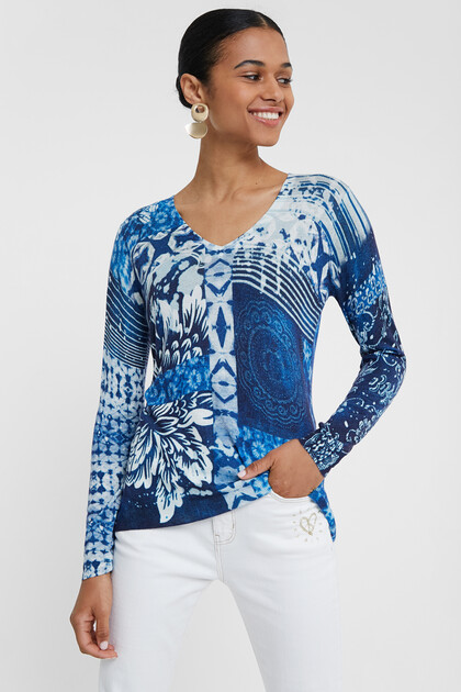 Navy tie-dye thin jumper