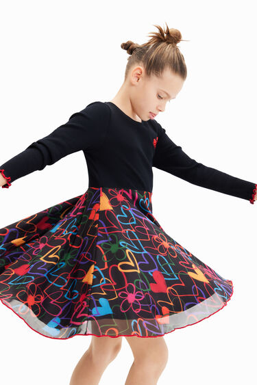 Robe courte combinée cœurs | Desigual