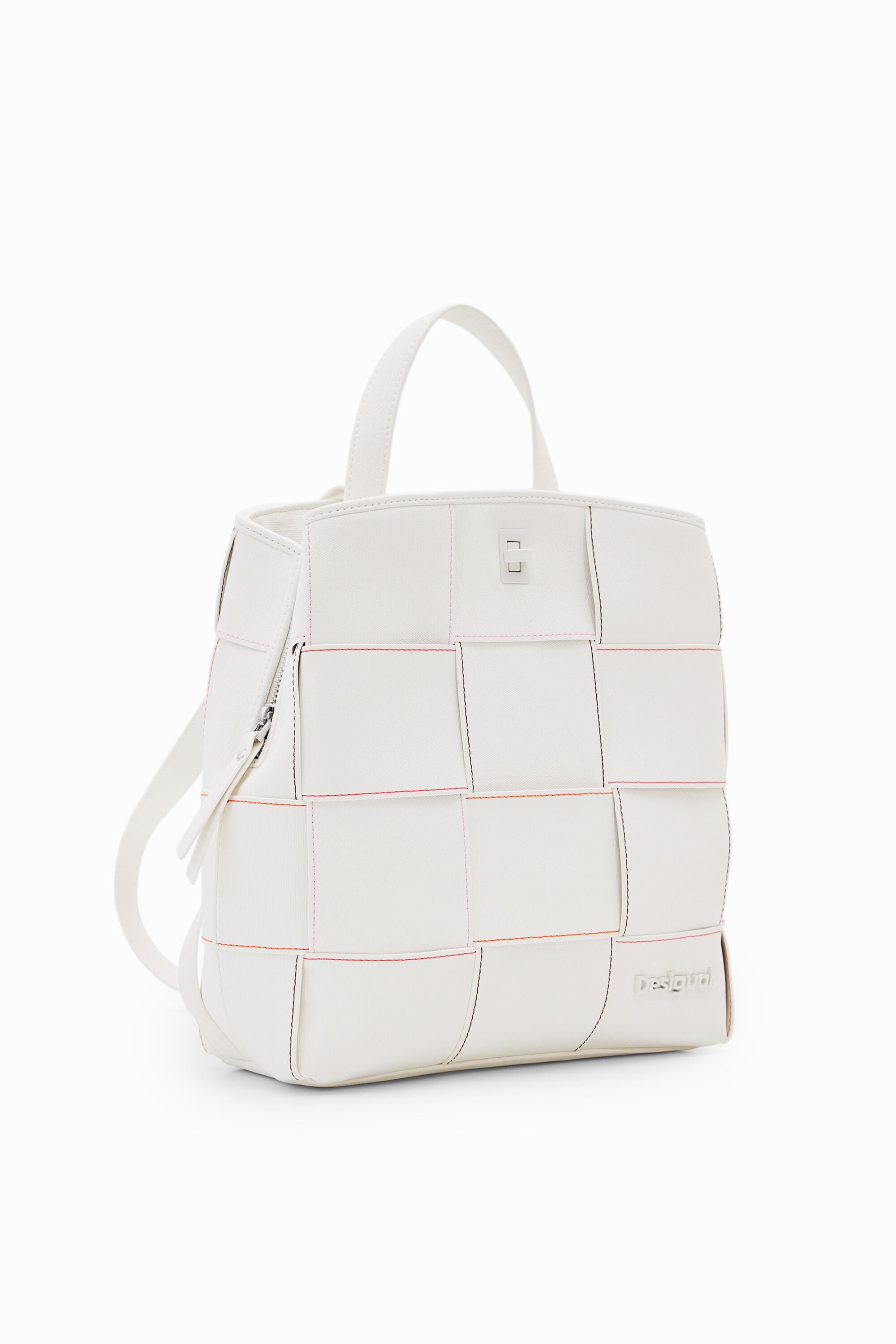 Mochila S trenzada pespuntes - WHITE - U