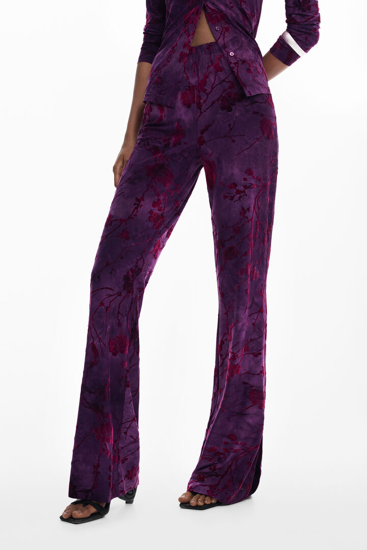 Flared textured fluid pants | Desigual