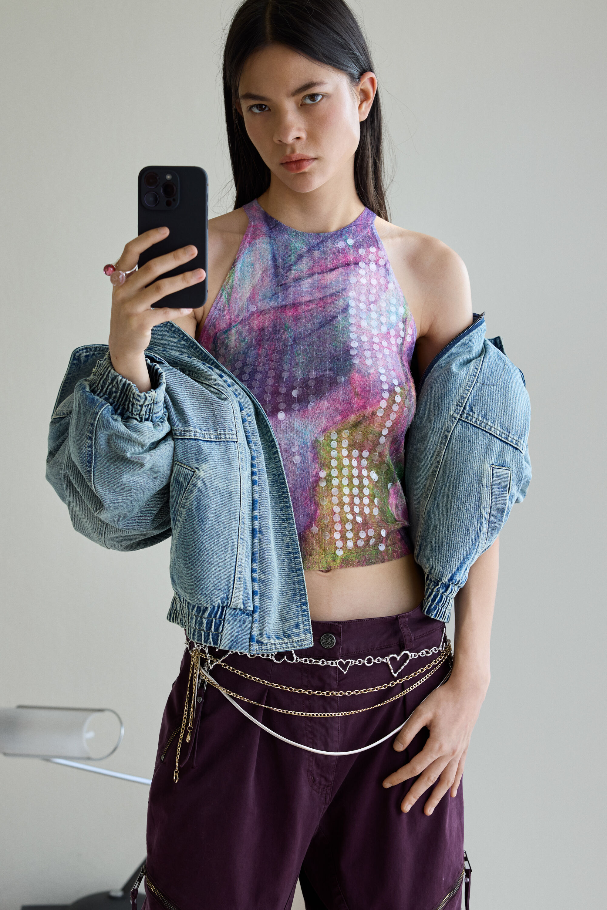 Halter T shirt met pailletten