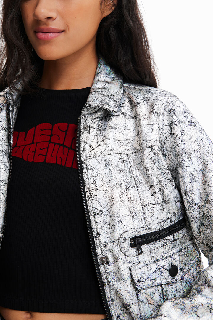 Metallic trucker jacket | Desigual