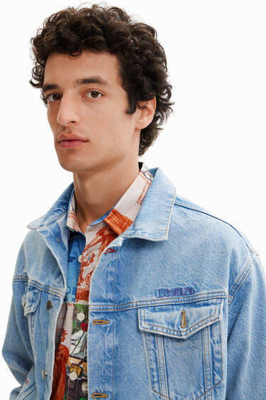 Denim truckerjack met borduursels | Desigual
