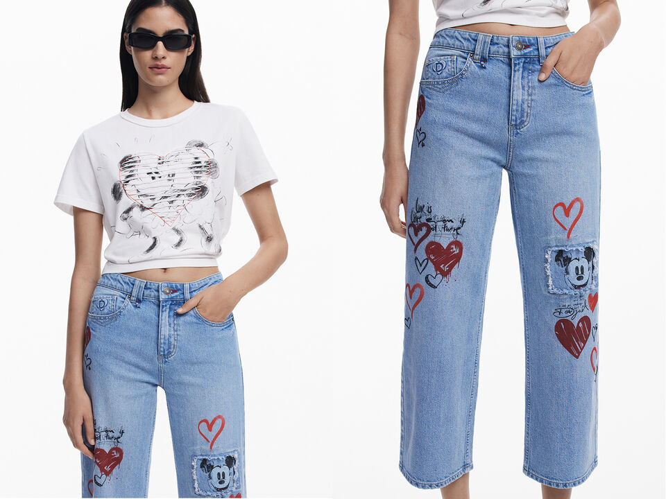 Mickey Mouse&trade; jeans met hartjes
