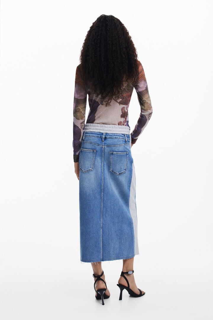 Falda midi denim híbrida | Desigual