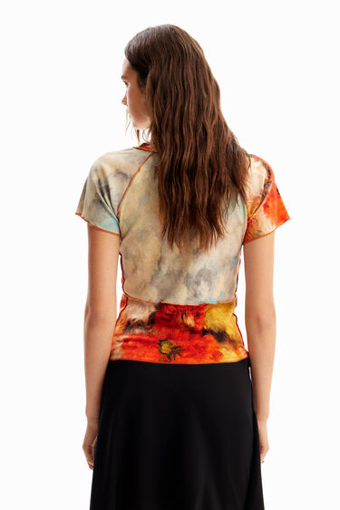 Slim short-sleeve patchwork floral T-shirt | Desigual