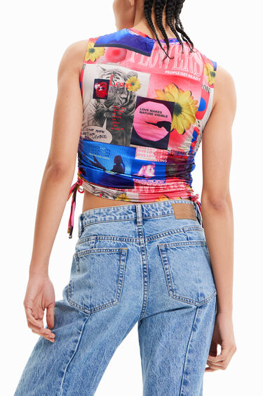 Gerimpeld T-shirt met collage | Desigual