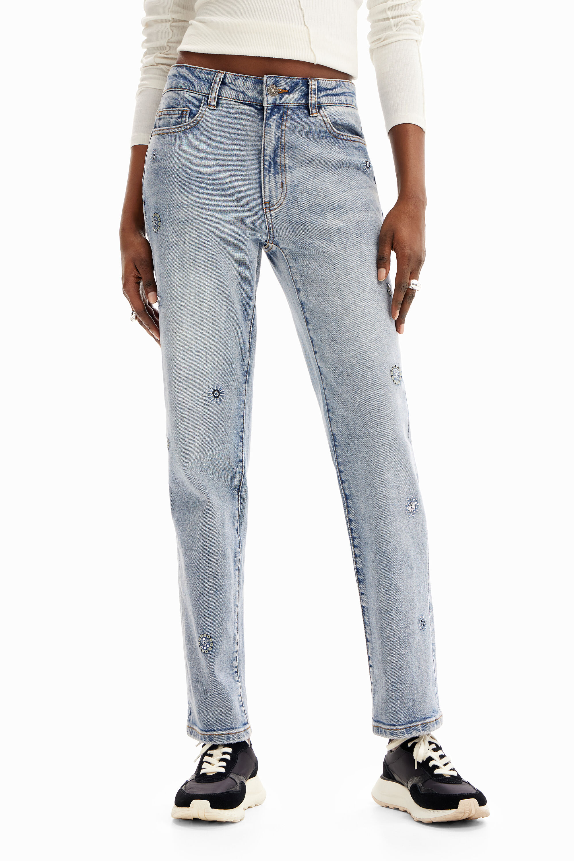 Jeans straight applicazioni da donna I Desigual