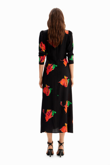 Long floral slit dress | Desigual