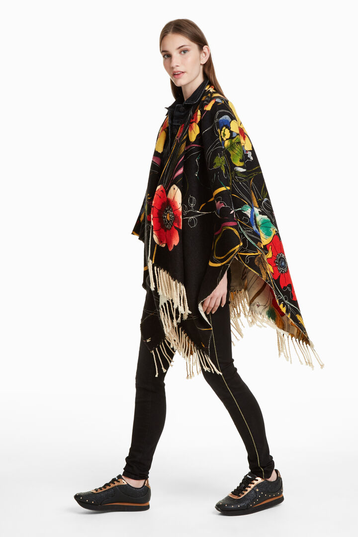 Reversible crossed poncho | Desigual