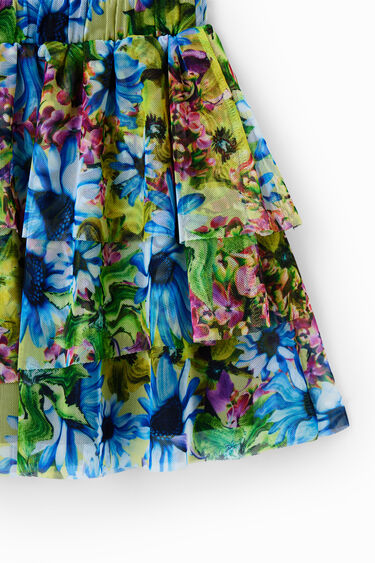 Minifalda tul volantes floral | Desigual