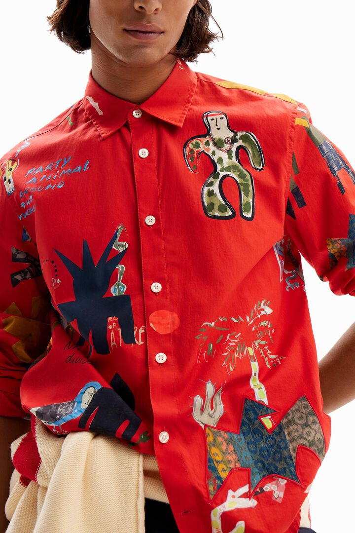 Poplin shirt with illustrations. | Desigual