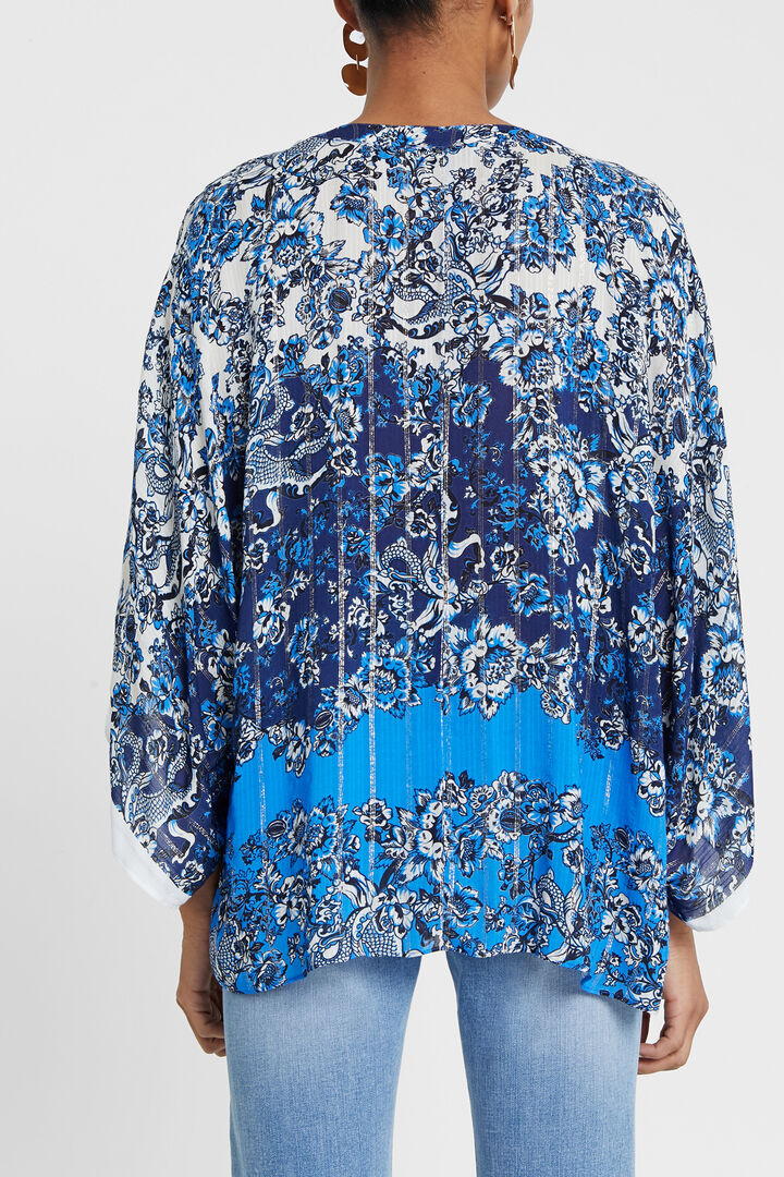 Kimono type blouse with oriental print | Desigual