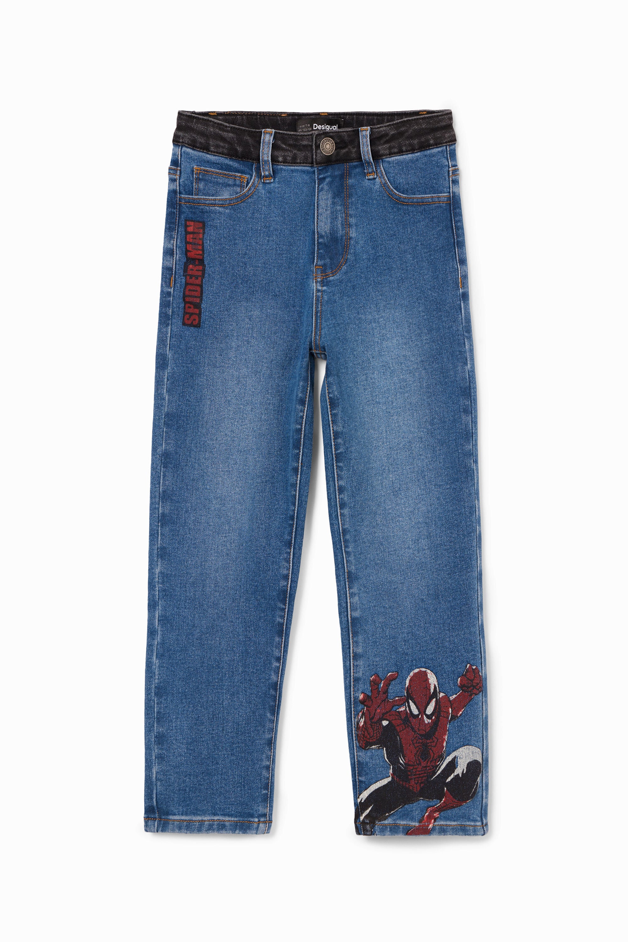 Desigual, Bestickte Spiderman-Jeans, Blau, 7/8