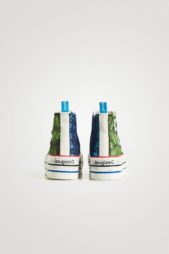 Embroidered patchwork high-top platform sneakers | Desigual