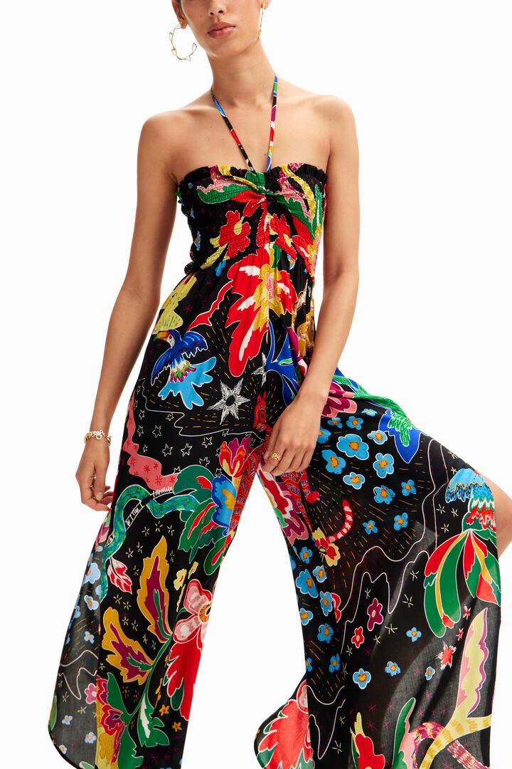 Mono largo halter dibujos jungla | Desigual
