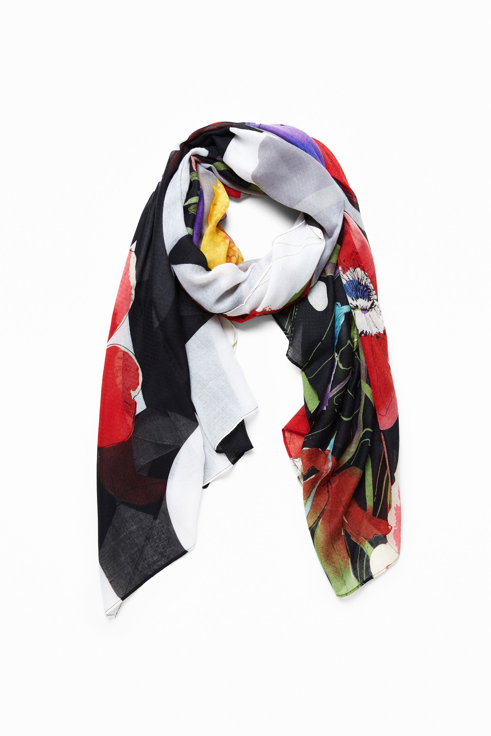 Floral rectangular foulard