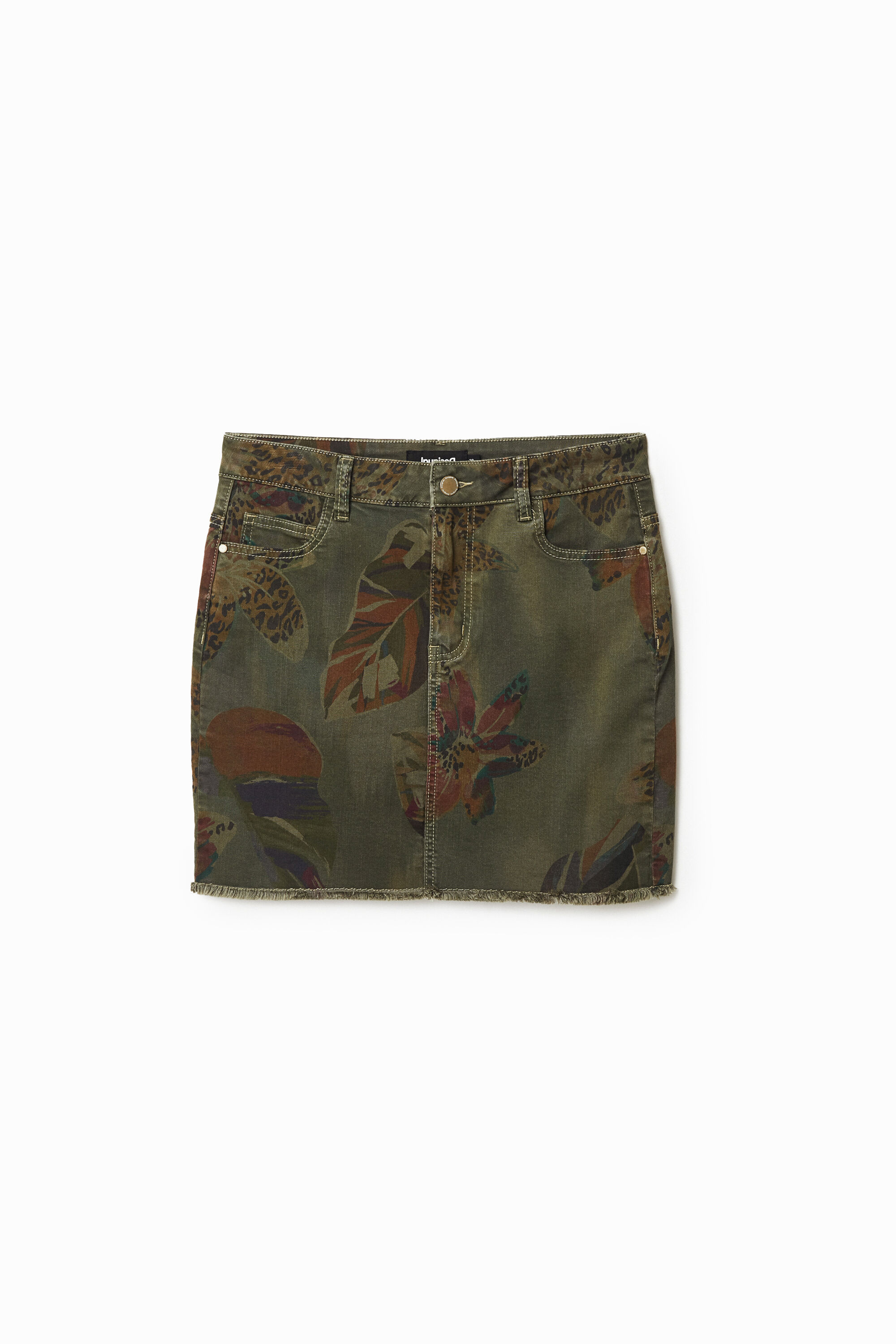 Desigual Floral Camouflage Miniskirt In Green