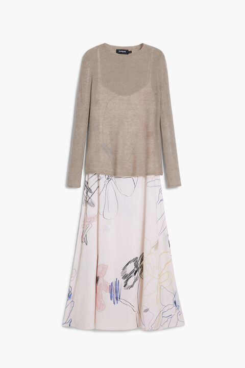 2-IN-1 BRUSHSTROKE DRESS