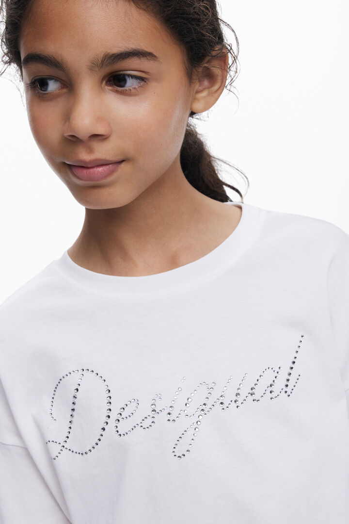 Camiseta lisa logo strass | Desigual
