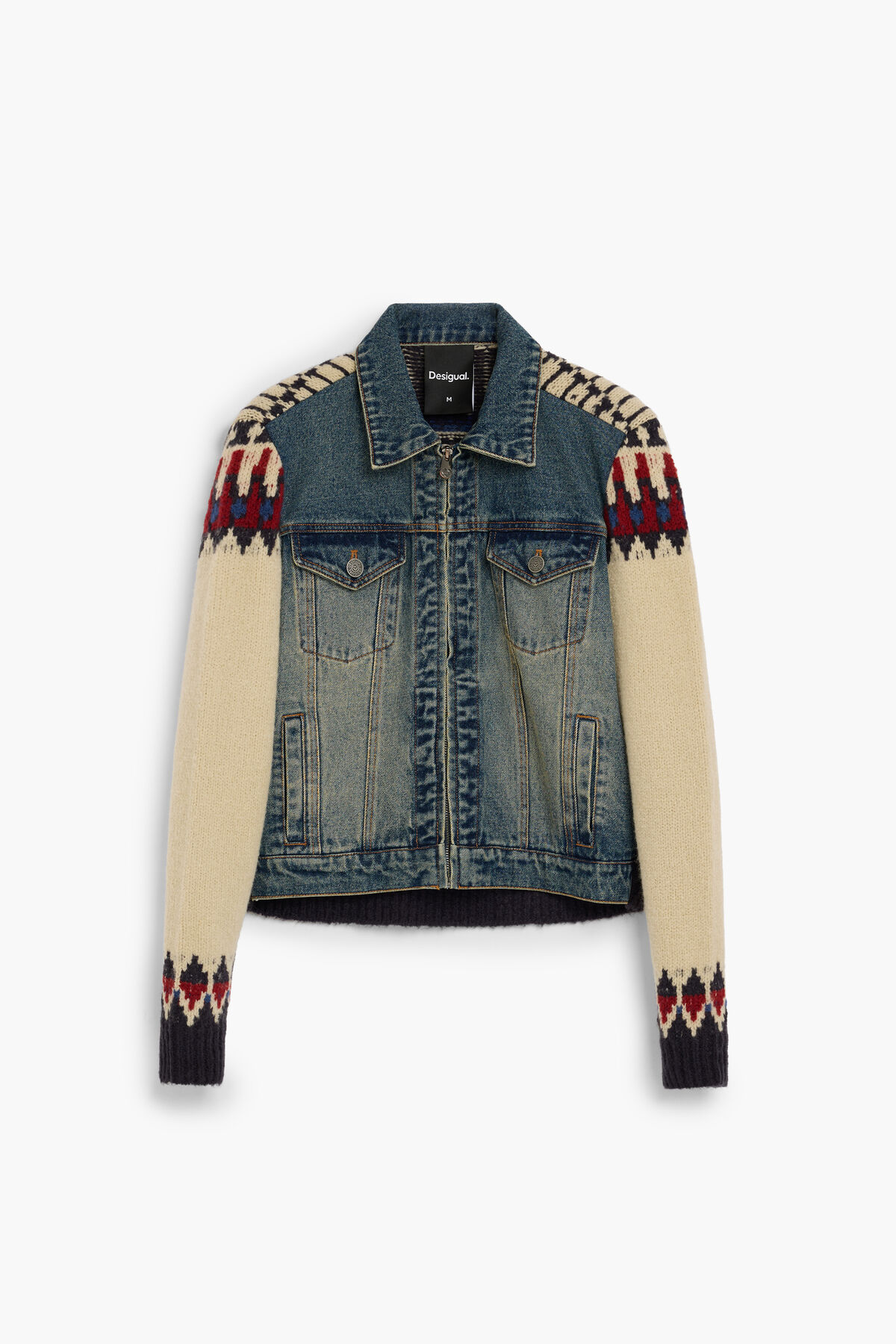 Combined denim jacket blue Women
