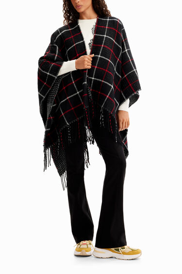 Reversible check poncho | Desigual