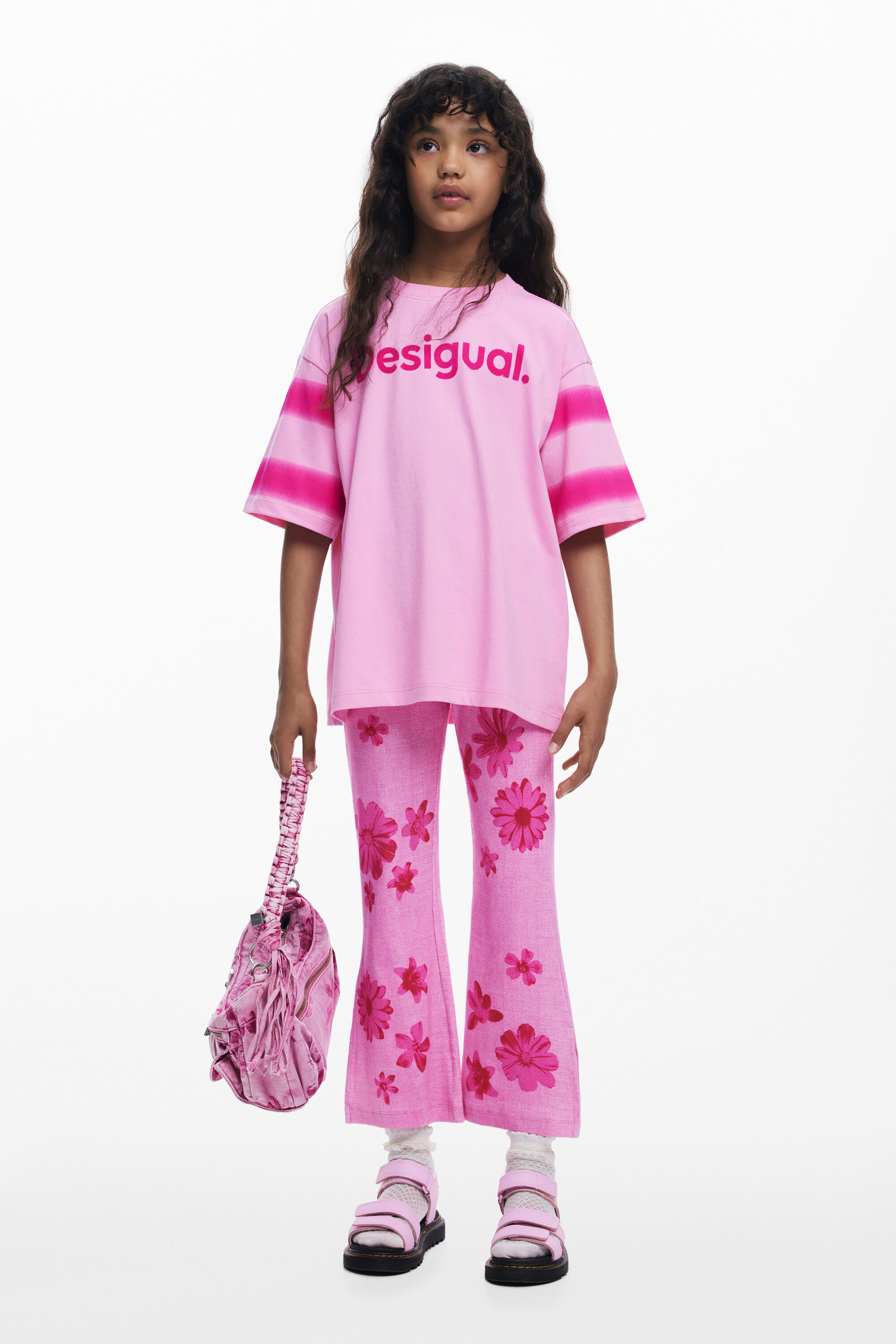 Desigual, Blumenleggings, Kinder, Baumwolle, Rot, 9/10