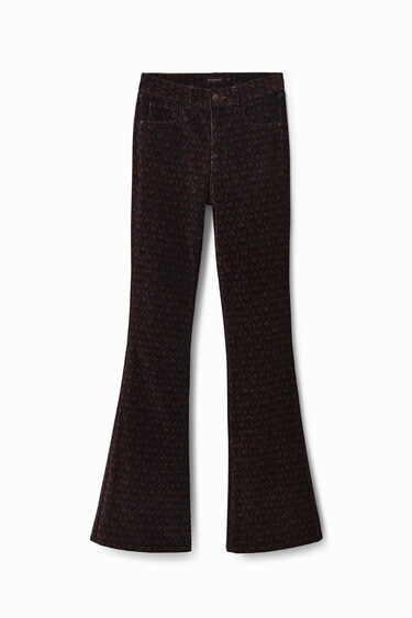 Retro print corduroy trousers | Desigual