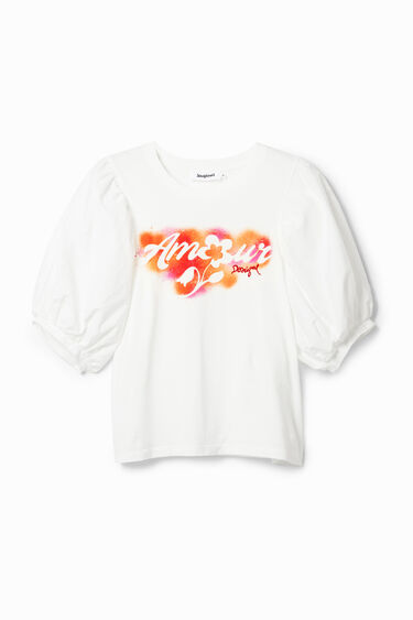 Camiseta manga abullonada mensaje | Desigual