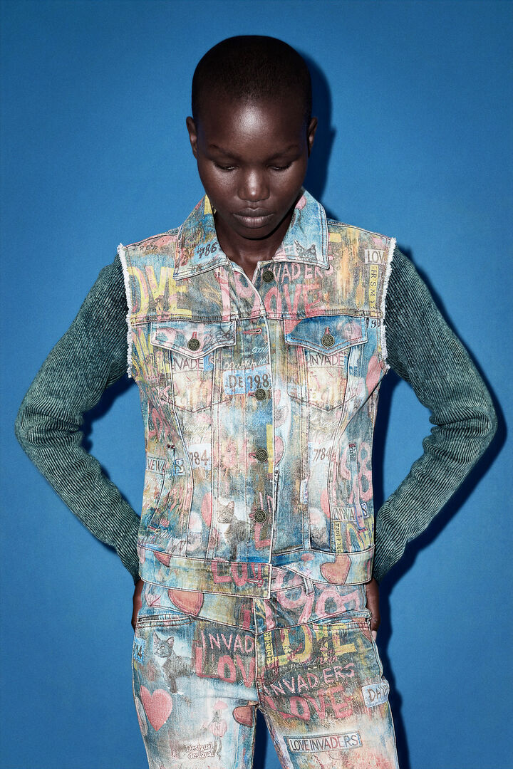 Printed denim jacket