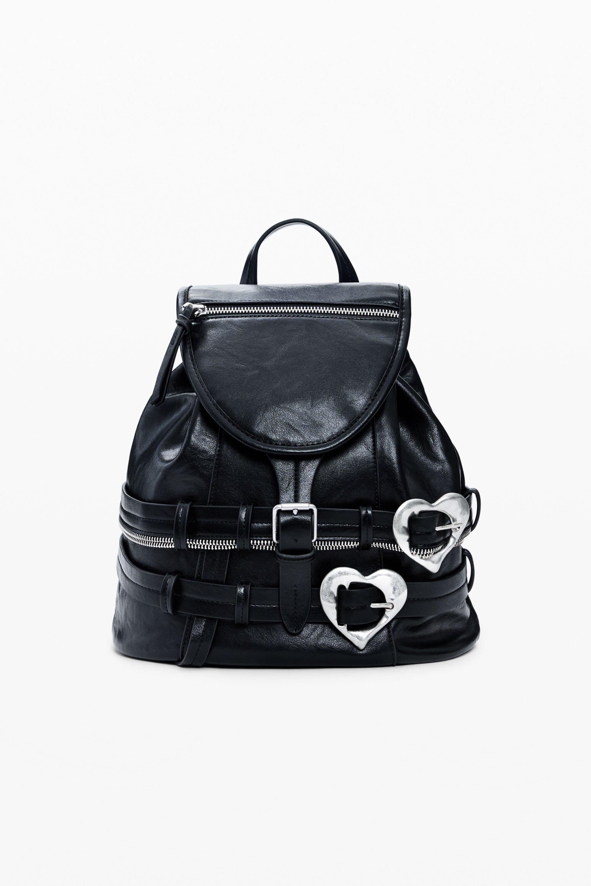 Desigual Rugzak met gespen en harten - BLACK