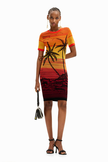Kratka haljina s printom palme | Desigual