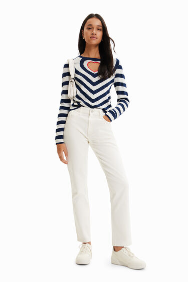 Striped heart cut-out pullover | Desigual