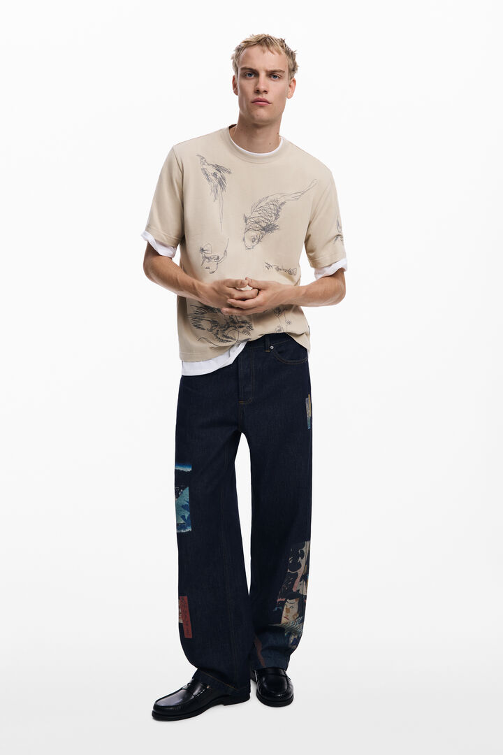 T-shirt with carp drawings | Desigual