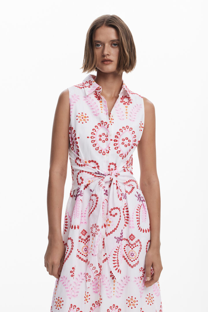 Printed midi dress with bow | Desigual