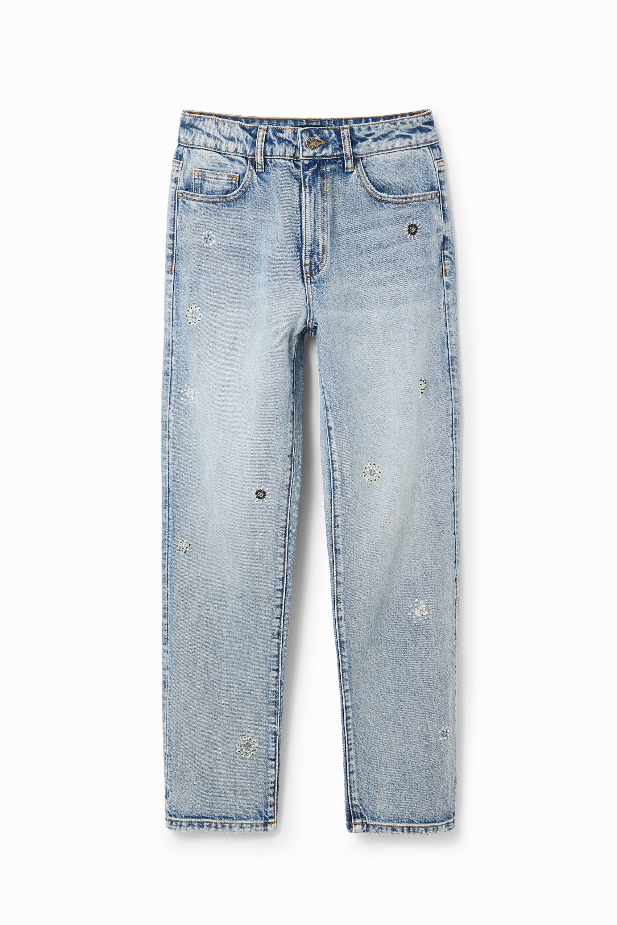 Jeans Straight Fit Applikationen
