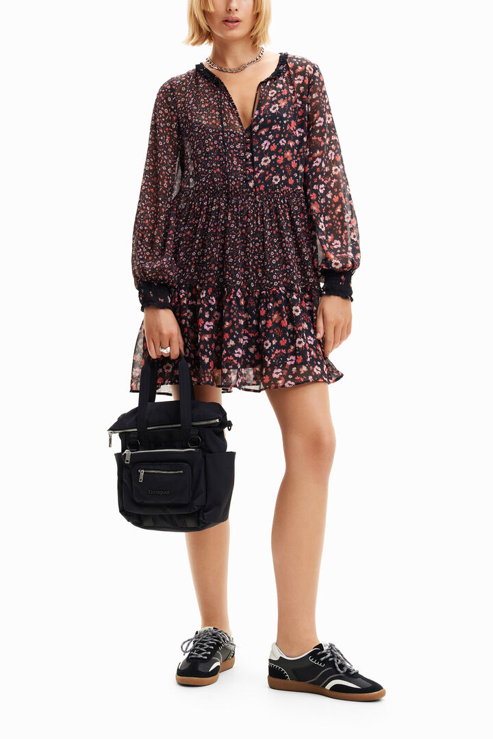 Short floral chiffon dress | Desigual